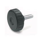 GN4534-Knurled_Knob_with_Threaded_Bolt__Softline_Black_Plastic_with_Steel__Zinc_Plated__Blue_Passivated_Threaded_Bolt.png