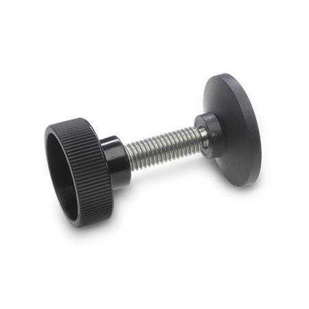 Length: 1.000 1/4-20 x 1 Thumb Screw Stainless Steel Package of 4 Standard/Coarse Thread Thumbscrew Black Knurled Round Plastic Knob Proudly Built in USA 